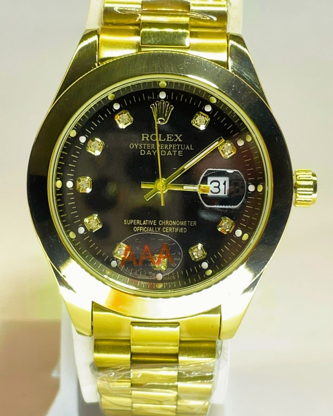 Rolex-Inspired Golden Watch with Classic Black Dial Stainless Steel β Elegant, Comfortable & Premium | FineOclock