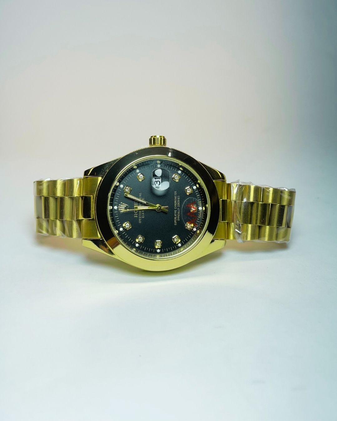 Rolex-Inspired Golden Watch with Classic Black Dial Stainless Steel β Elegant, Comfortable & Premium | FineOclock