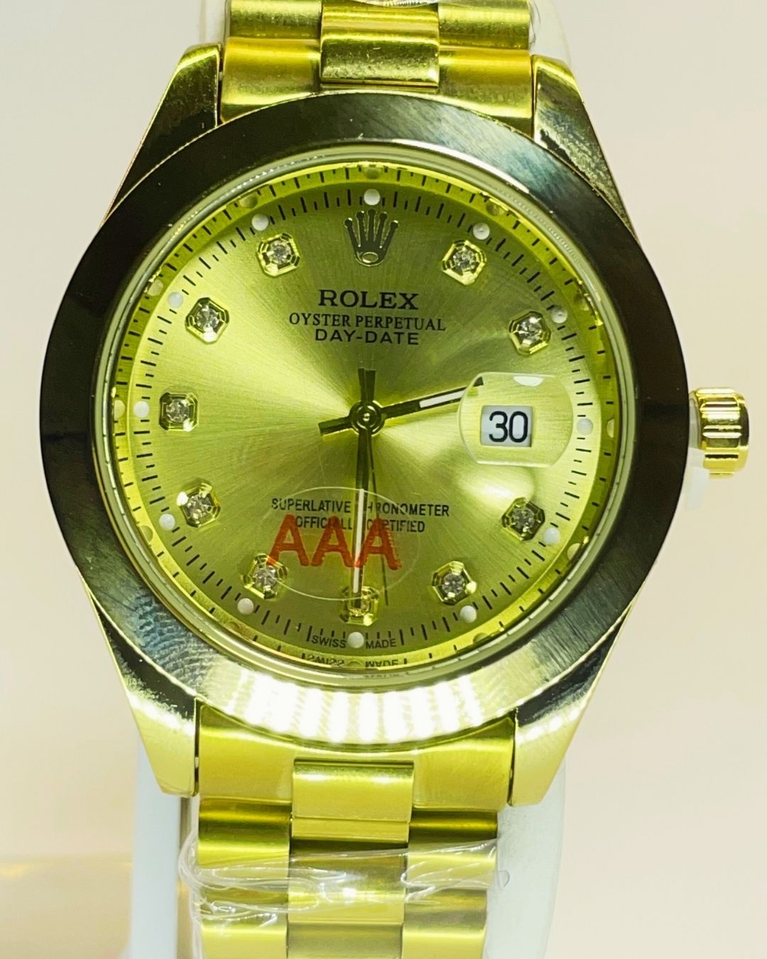 Rolex-Inspired Golden Watch with Sunbeam Dial Stainless Steel β Elegant, Comfortable & Premium | FineOclock